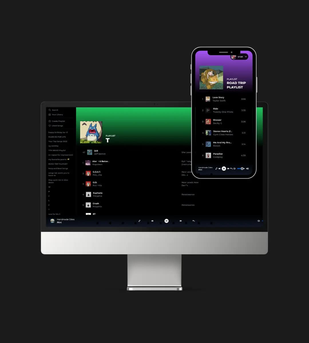 spotify web player project mockup